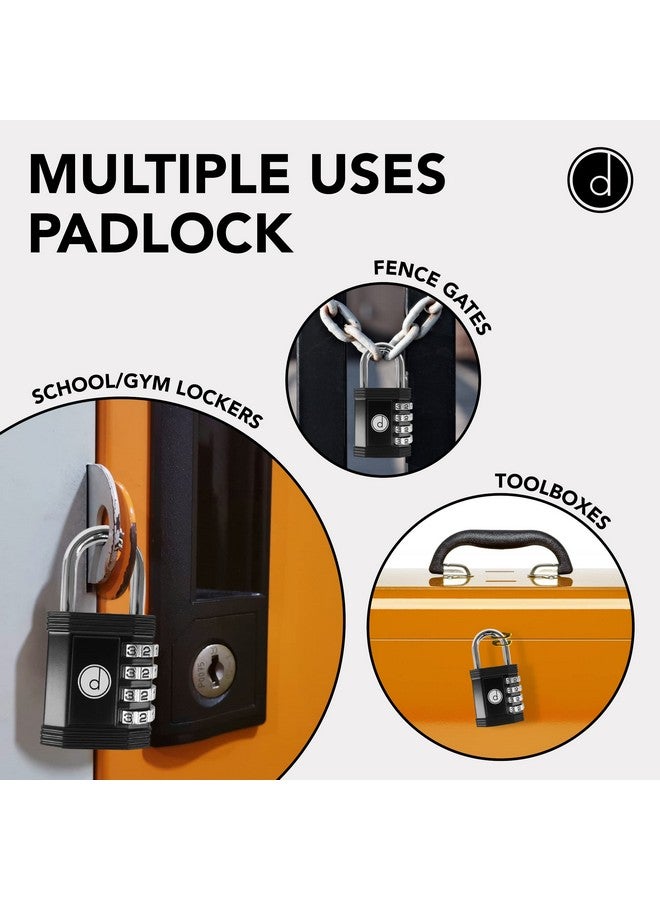 desired tools Padlock 4 Digit Combination Lock - for Gym School Locker, Outdoor Gate, Shed, Fence, and Storage - Weatherproof Metal - Keyless, Easy to Set, Resettable - Black - Image 3