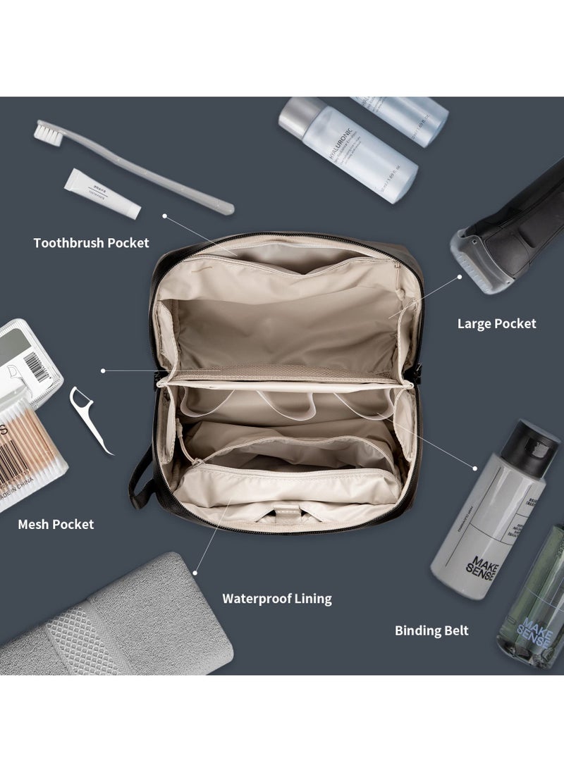 Generic Wash Pouch Hanging Toiletry Bag for Men, Waterproof Dopp Kit Travel Makeup Bag Organizer for Toiletries & Cosmetics, Travel Hanging Toiletry Bag, Shaving Bag Waterproof Large Makeup Bag, Black  - Image 2