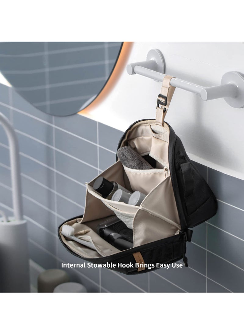 Generic Wash Pouch Hanging Toiletry Bag for Men, Waterproof Dopp Kit Travel Makeup Bag Organizer for Toiletries & Cosmetics, Travel Hanging Toiletry Bag, Shaving Bag Waterproof Large Makeup Bag, Black  - Image 3