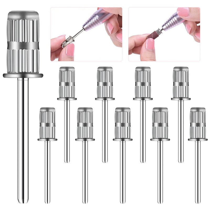 Rolybag 10 Pieces nail drill heads nail drill bits sanding band shaft 3/32 inch nail drill bits mandrels for electric file nail sanders manicure pedicures home salon & spa - Image 1