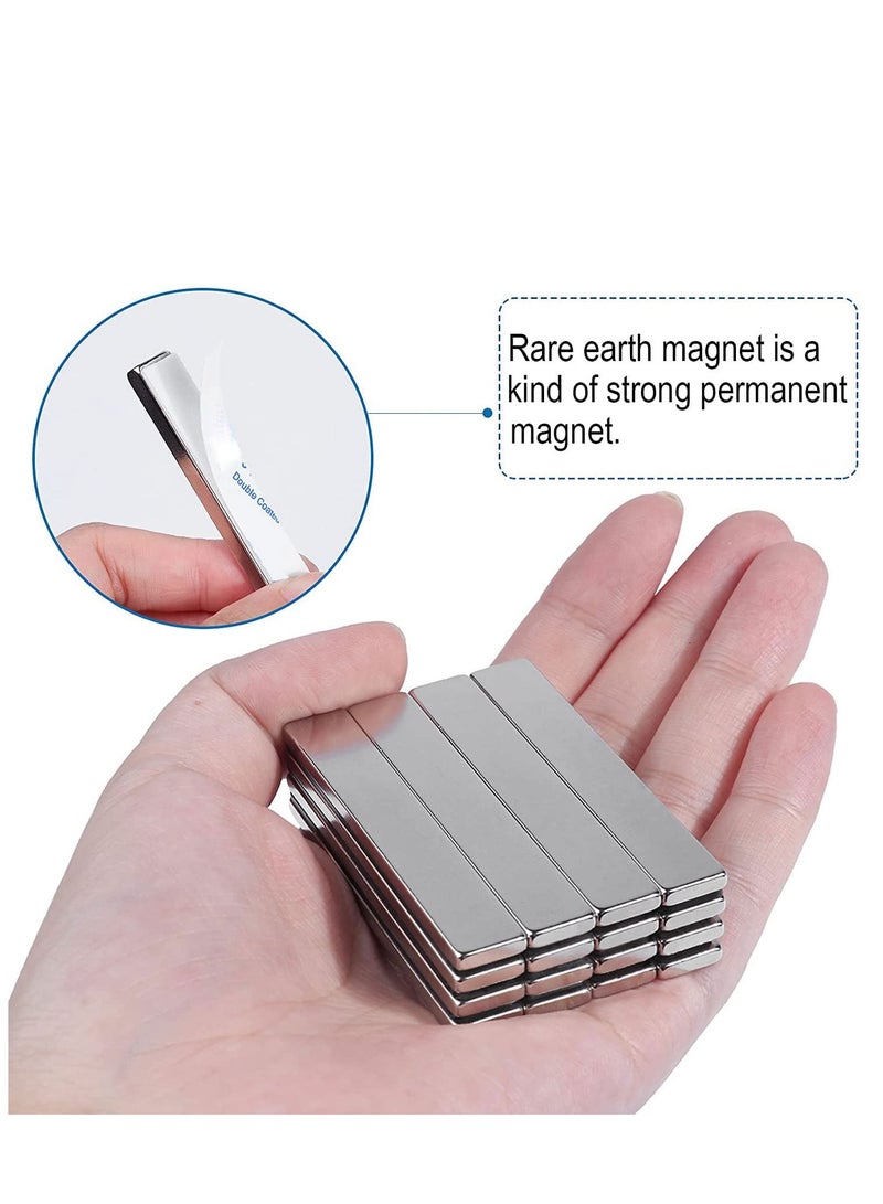 SYOSI 6 Pack Super Strong Neodymium Bar Magnets Waterproof Powerful Rare Earth with Epoxy Coating and Double Sided Adhesive for Fridge Scientific Shower Door Office etc 60x10x3mm  - Image 3