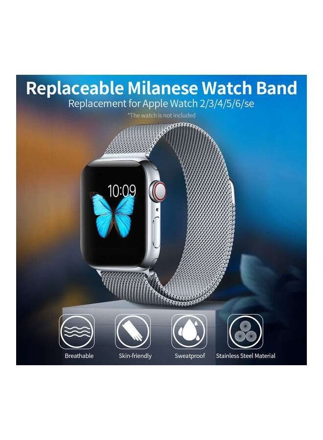 Replacement Strap For Apple Watch Series 5/6/7 42/44/45mm Silver - Image 4