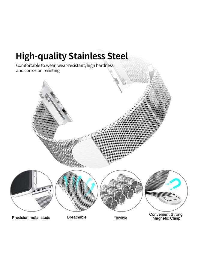 Replacement Strap For Apple Watch Series 5/6/7 42/44/45mm Silver - Image 3