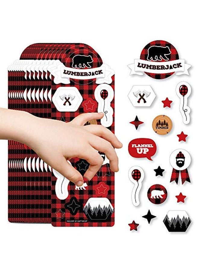 Big Dot of Happiness Lumberjack Channel The Flannel Buffalo Plaid Birthday Party Favor Kids Stickers 16 Sheets 256 Stickers  - Image 1