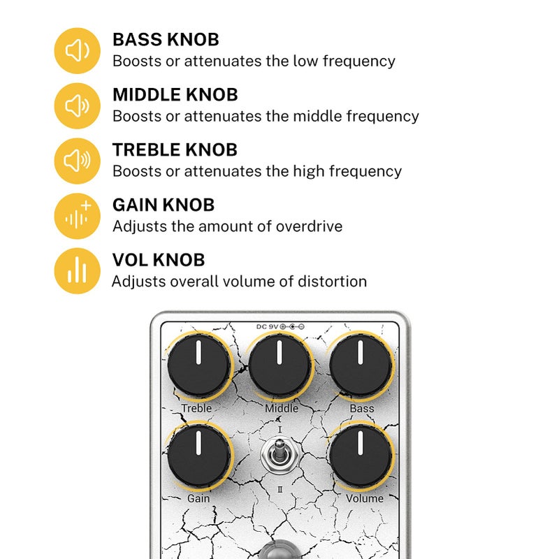 Donner Guitar Distortion Pedal, Dark Horizon Crunch Distortion Classic British Distortion Effect with 3-Band EQ True Bypass - Image 3