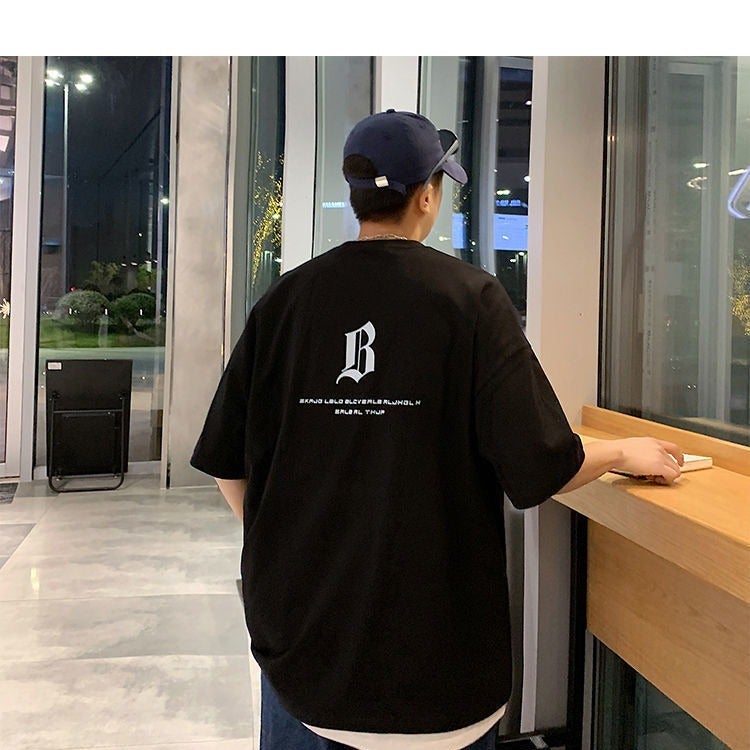2024 Cotton Couple Short Sleeve T-Shirt New American Klein Blue Ins Trendy Korean Style Street Handsome Half Sleeve T-Shirt - Image 4