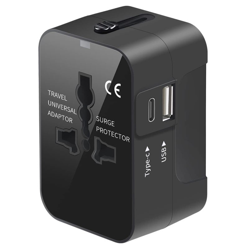 MANGO Travel Adapter International Universal AllinOne Wall AC Adapter with 2 USB Ports 1 USB C for US to EU UK AUS Asia Black