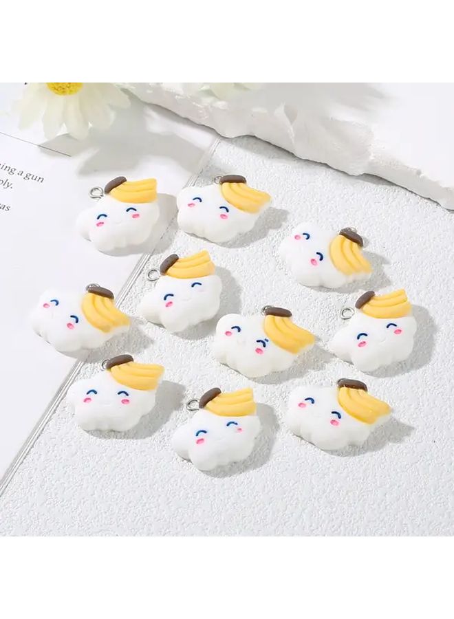 10Pcs White Cute Animal Pendants Keychain DIY Turtle Elephant Duck Sheep - Image 1