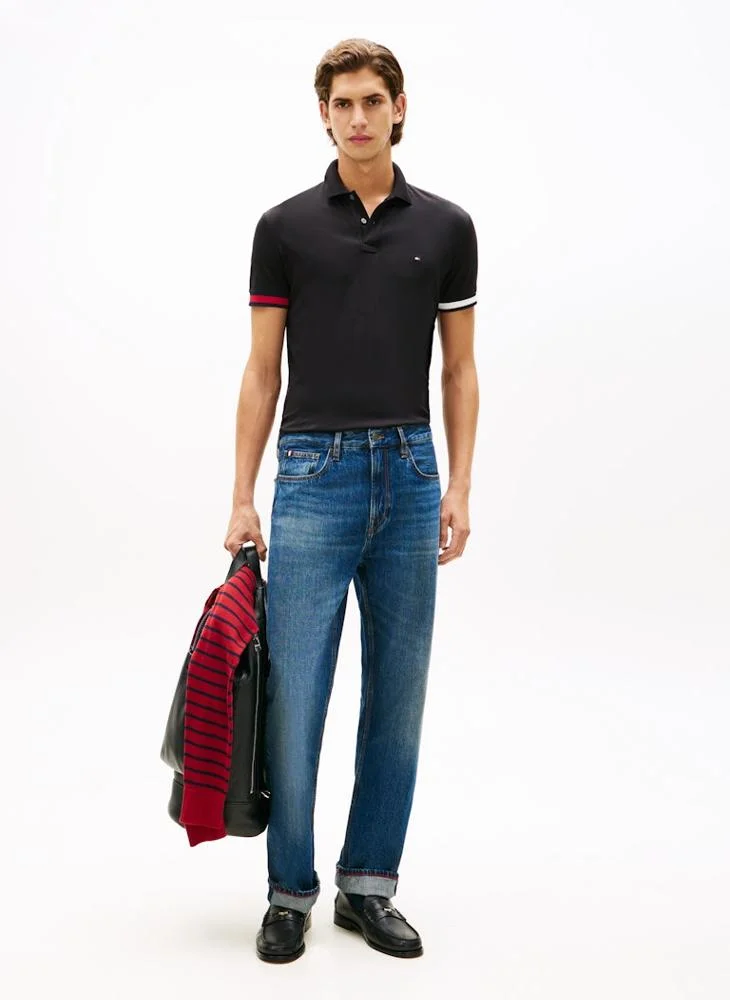 TOMMY HILFIGER  Slim Fit Interlock Knit Tipped Polo Shirt for Men | Best Price UAE