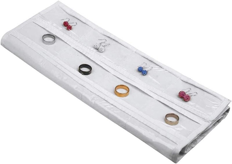 Blendmix Hanging Jewelry Organizer 48-Pocket Dual-sided Jewelry Storage for Jewelry Earring Necklace Bracelet Ring Storage Travel Holder, WHITE - Image 1