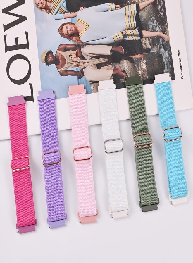 BandRain Stretchy Bands Compatible with Samsung Galaxy Watch 7 6 4 5 Band 40mm 44mm/Watch 6 4 Classic 47mm 43mm 42mm 46mm/5 Pro/FE/Active 2, 6 Pack 20mm Nylon Sport Strap for Galaxy Watch 7 Band Women Men - Image 5