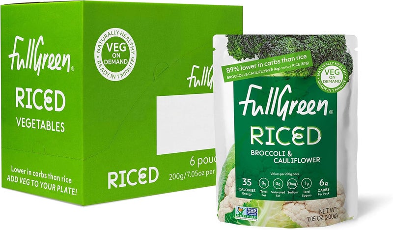 FULL GREEN Fullgreen Riced Broccoli and Cauliflower - 100% Veg, Vegan, Keto-Friendly, 6 Pouches - Image 3