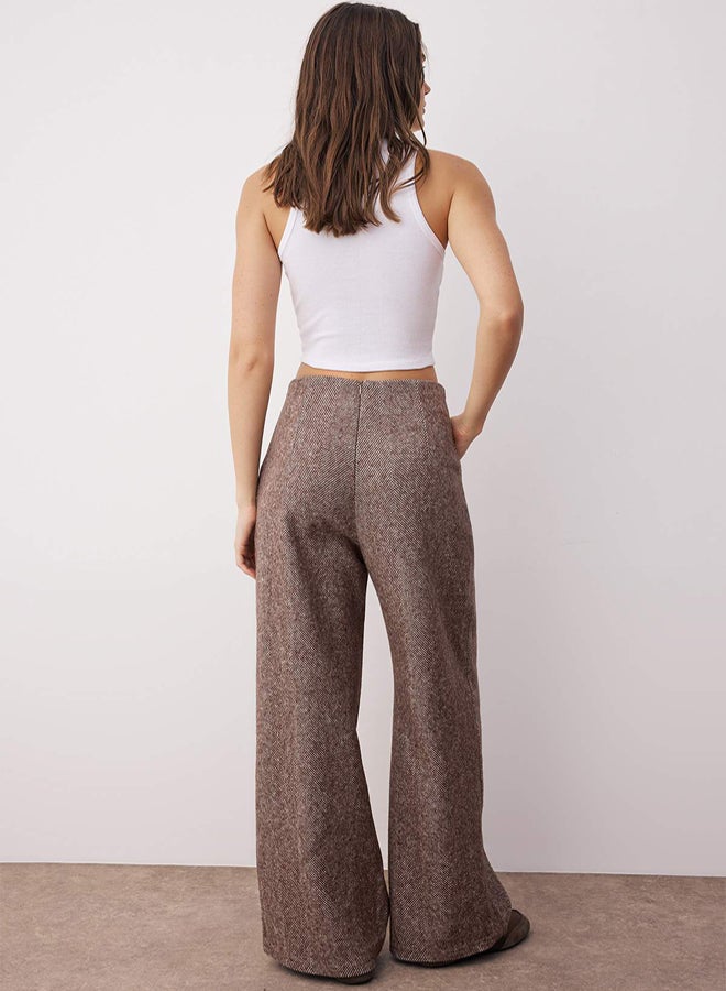 trendyol Brown Button Detailed Wide Leg Woven Trousers - Image 4