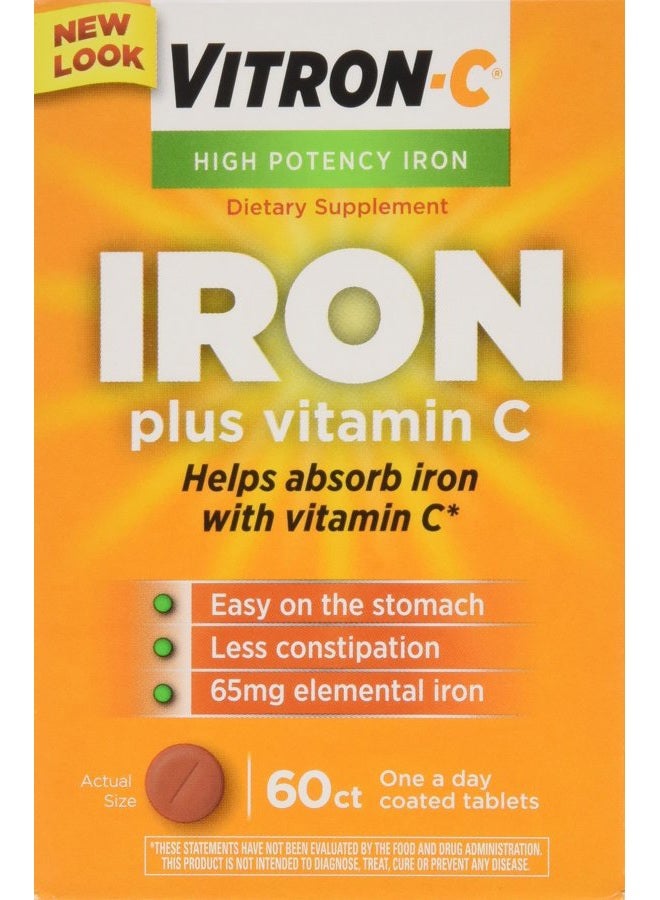 Vitron-C VITRON-C High Potency Iron Plus Vitamin C Tablets - 60 Ea - 3 pack  - Image 1