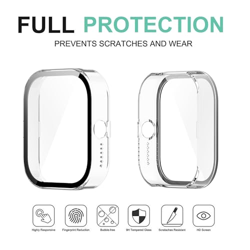 Wisely Shine Protective Slim Bumper Tempered Glass Case Cover Compatible with CMF by Nothing Watch Pro, Crystal Clear - Image 4