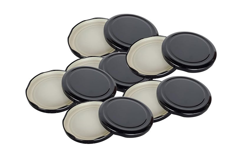Pure Source India Metal Lug Cap Lid for Glass jar and Milk Bottles, Rust Free, Airtight, Food Grade Caps- 8 Pieces, 42 mm, Black - Image 1