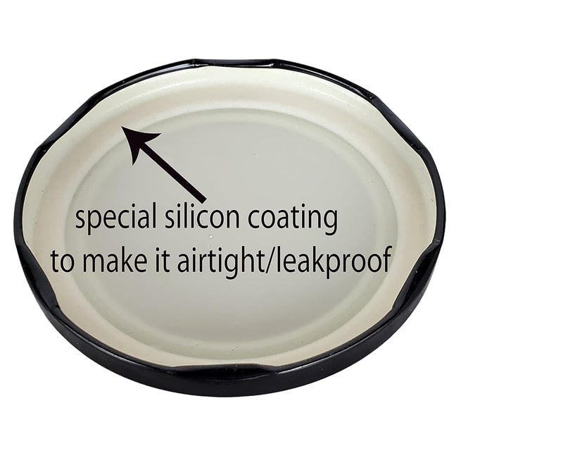 Pure Source India Metal Lug Cap Lid for Glass jar and Milk Bottles, Rust Free, Airtight, Food Grade Caps- 8 Pieces, 42 mm, Black - Image 2