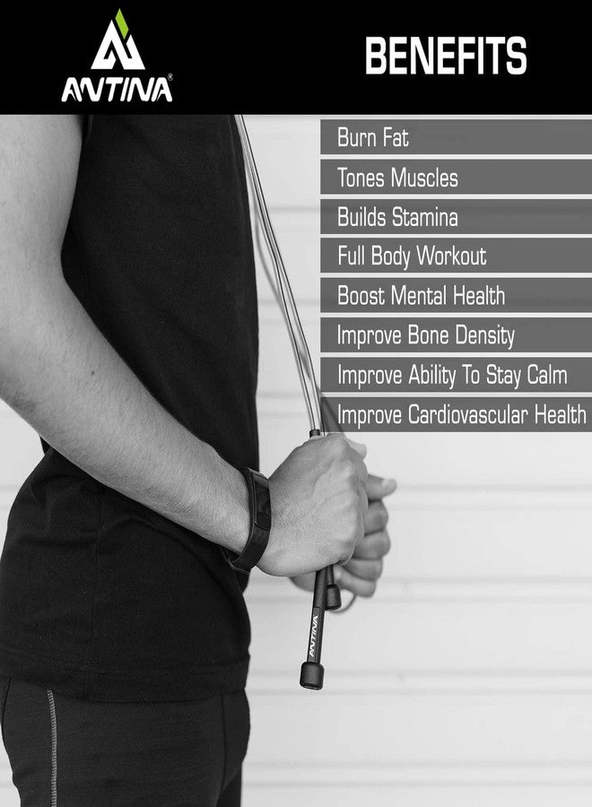 ANTINA Skipping Rope for Men and Women Jumping Rope With Adjustable Height Speed Skipping Rope for Exercise, Gym, Sports Fitness Adjustable Pencil Jump Rope (Black) - Image 5
