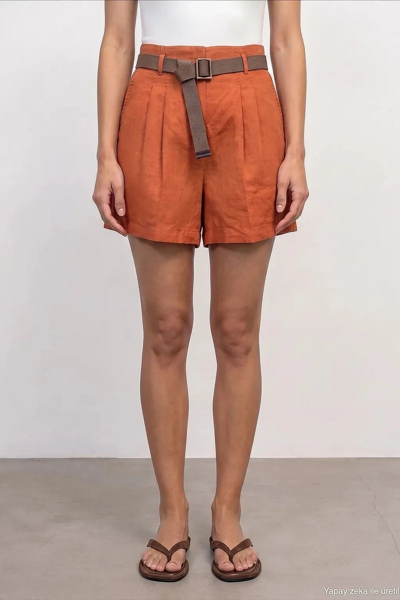 Dilvin Brick Red DILVIN Linen Shorts for Women | Best Price UAE