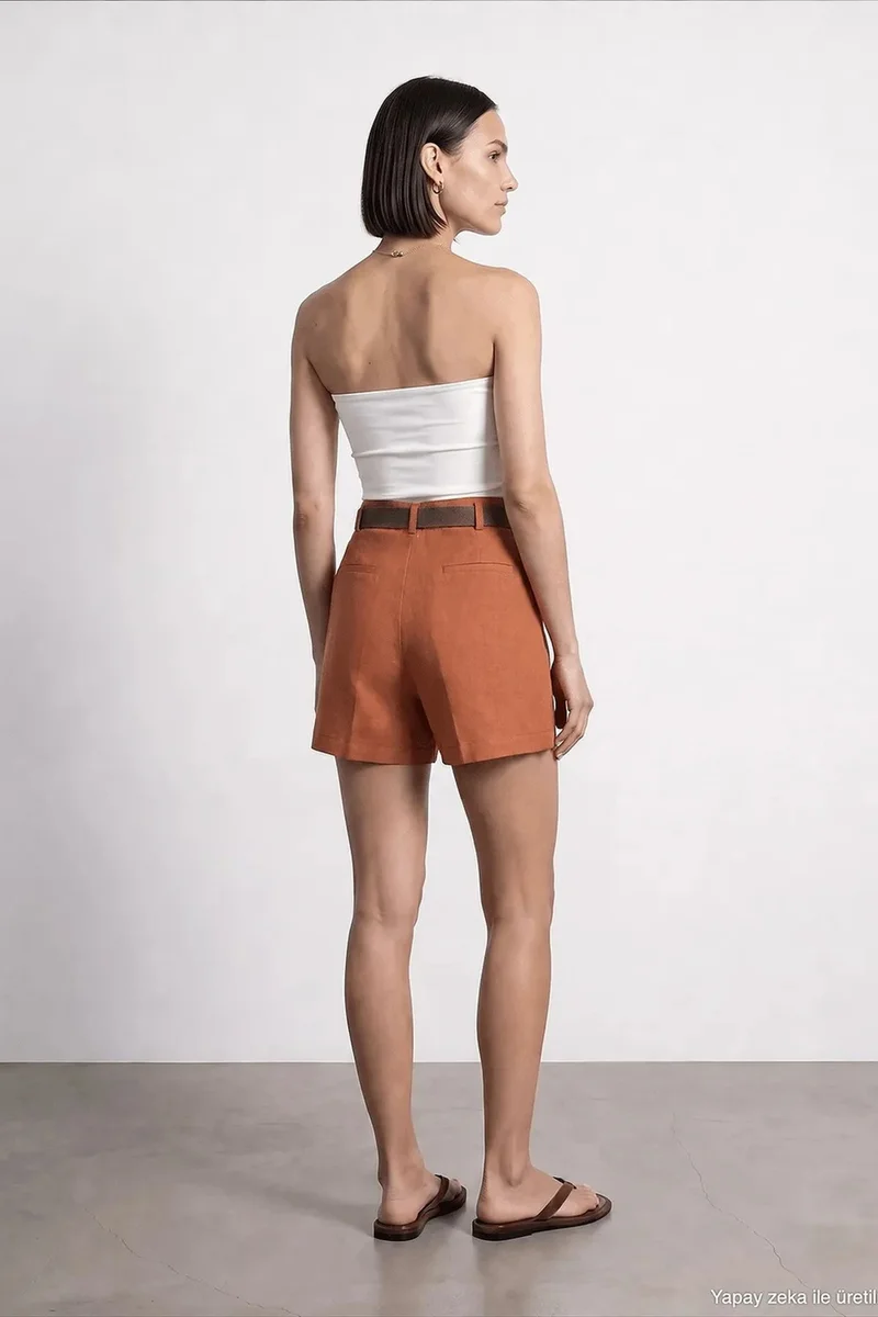 Dilvin Brick Red DILVIN Linen Shorts for Women | Best Price UAE
