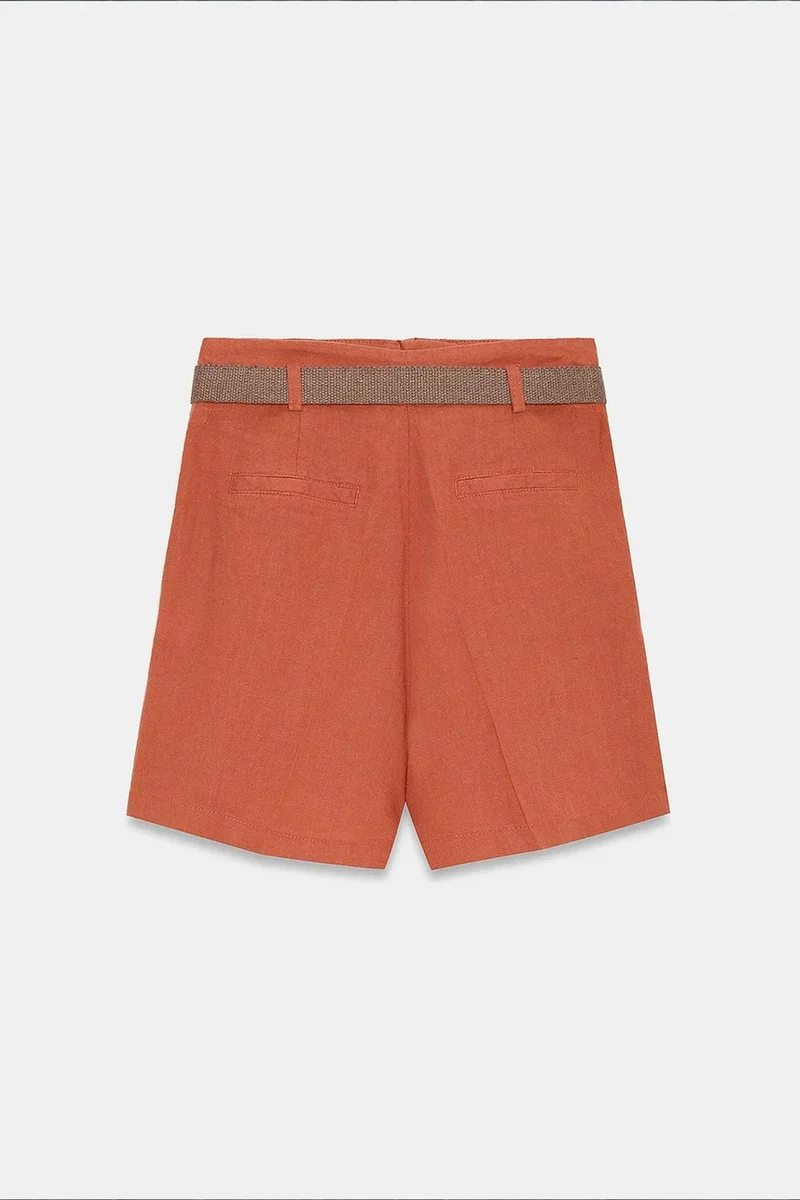 Dilvin Brick Red DILVIN Linen Shorts for Women | Best Price UAE
