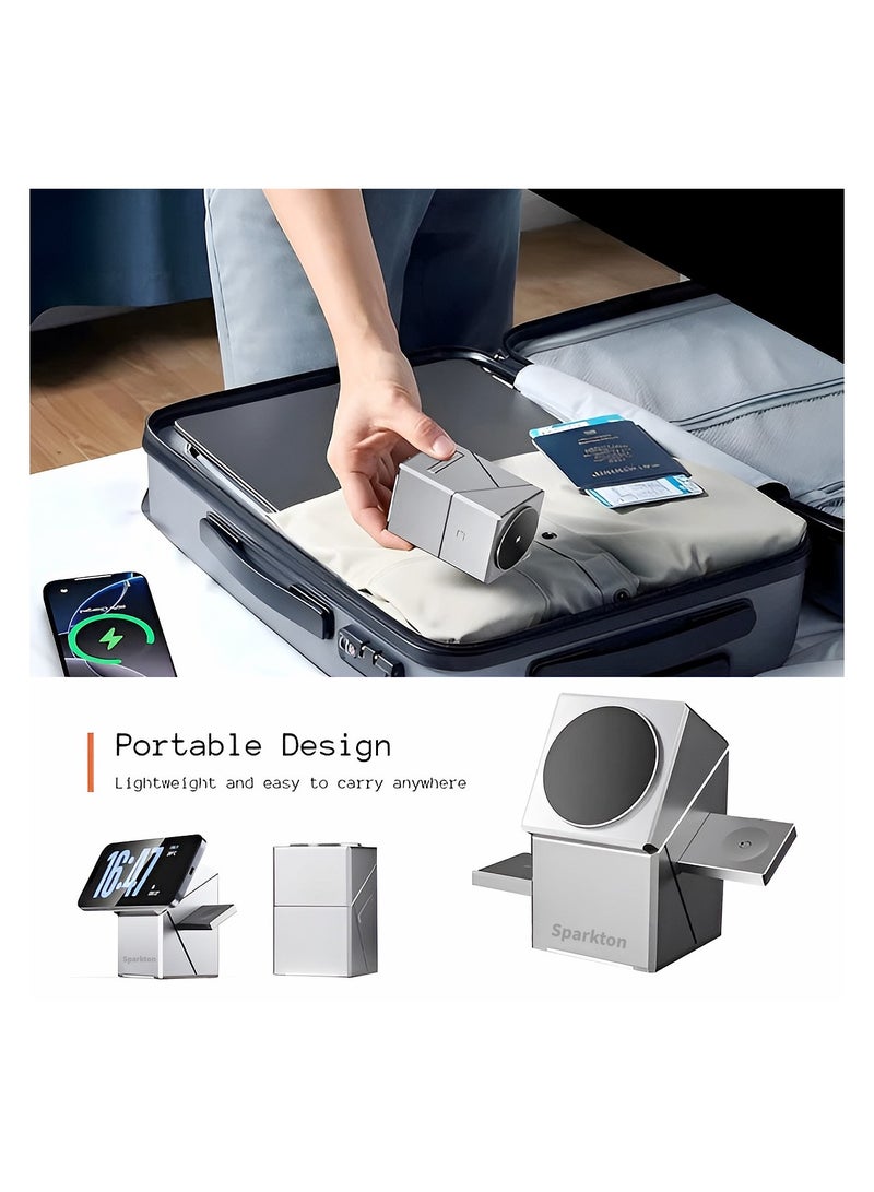 Sparkton 3 in 1 Wireless Charger Station for iPhone 15 14 13 12 Pro Max, Apple Watch, AirPods Pro | MagSafe Charging Dock USB-C Qi Certified Fast Wireless Charging Stand | Multi Device Magnetic Charger Hub Travel Charging Pad Compact All-in-One Apple Power Station . - Image 5