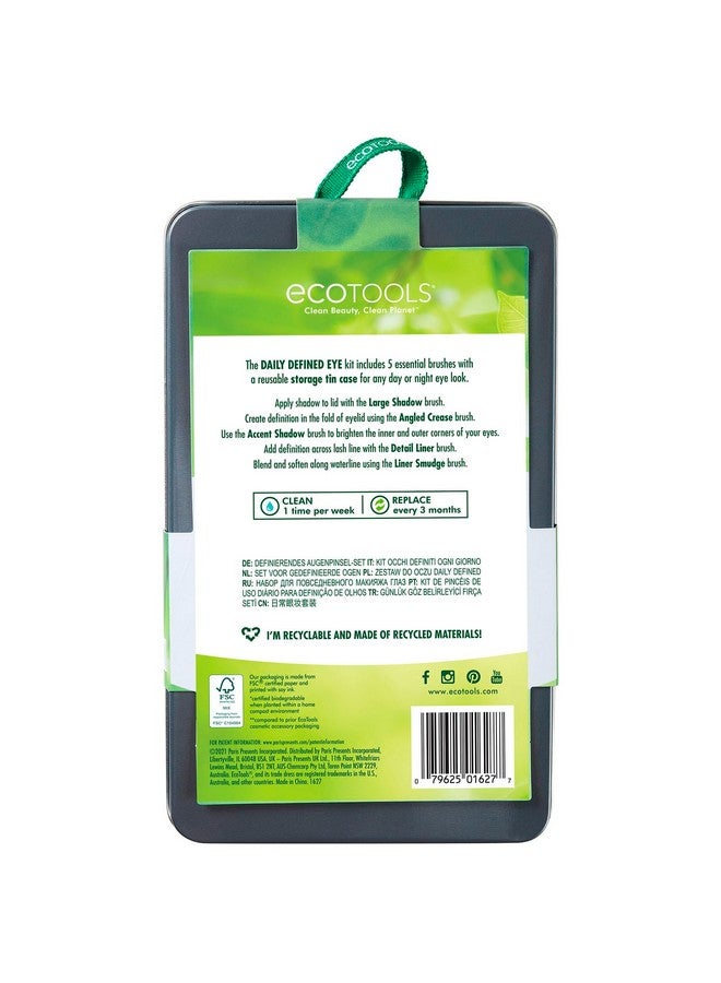 Ecotools Daily Defined Eye Brush Kit Makeup Brushes For Liquid Powder & Cream Eyeshadow & Eyeliner Application Ecofriendly Eye Brushes Synthetic Hair Cruelty Free 5 Piece Set - Image 2