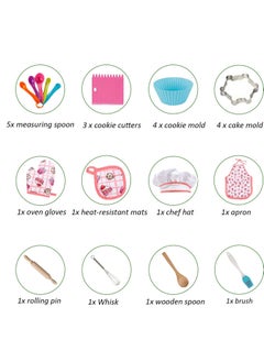 Excefore Kids Cooking and Baking Set, Real Baking Kit Kids Kitchen Toys, Chef Hat Apron Mitt Kitchen Accessories, Suitable for Little Kids Gift  - Image 3