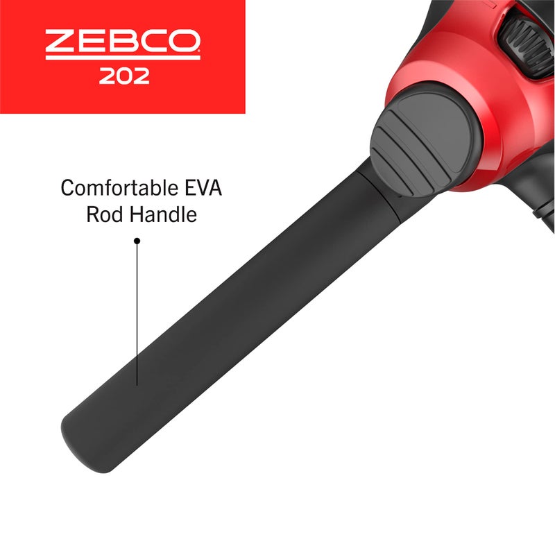 Zebco 202 Spincast Reel and Fishing Rod Combo, 5-Foot 6-Inch 2-Piece Fishing Pole, Size 30 Reel, Right-Hand Retrieve, Pre-Spooled with 10-Pound Cajun Line, Includes 27-Piece Tackle Kit, Black/Red - Image 5