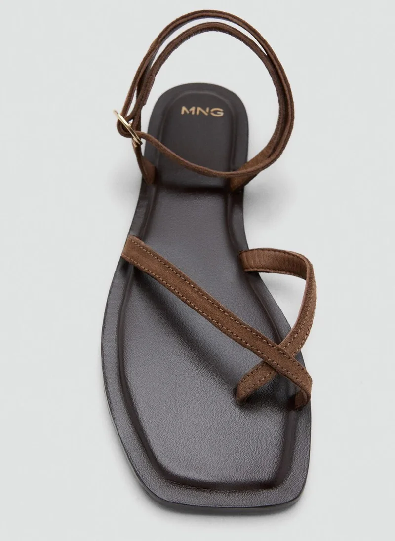 MANGO  Leather sandal with crossed straps for Women | Best Price UAE