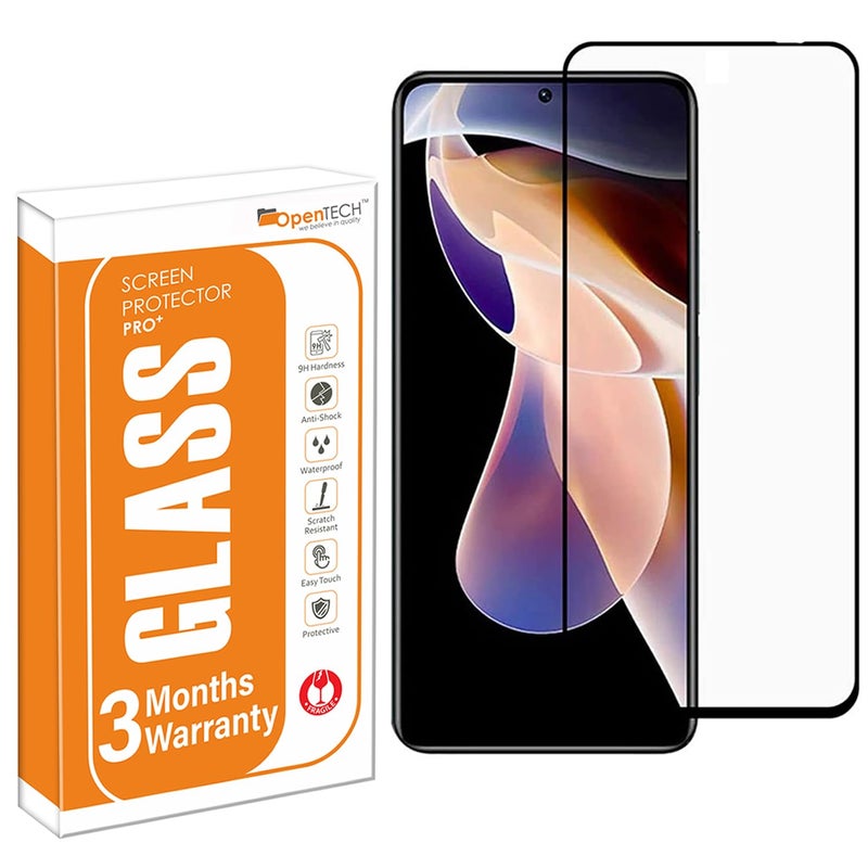 OpenTech ® Military-Grade Tempered Glass Screen Protector Compatible for Xiaomi Redmi K50i / Note 11T Pro/Note 11T Pro Plus with Edge to Edge Coverage and Easy Installation kit - Image 1