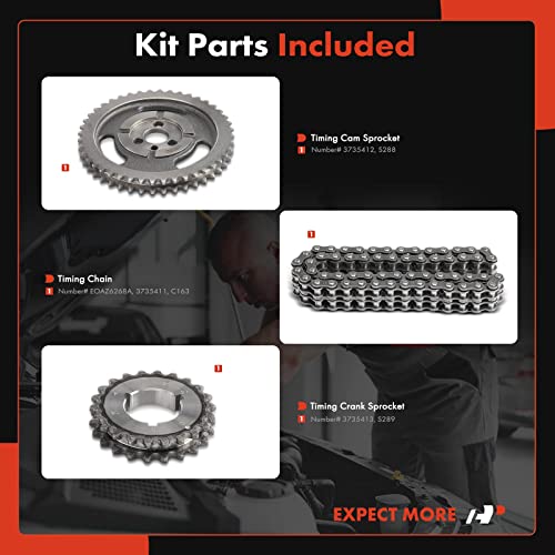 A-Premium Engine Timing Chain Kit W/Sprocket [fits OHV, 6/8Cyl] Compatible with Chevy & GMC Vehicles fits for Camaro, Malibu, Nova, C/K/G Class, Jimmy, Blazer, P30, Sprint, Replace# 3735412, 3735413 - Image 2