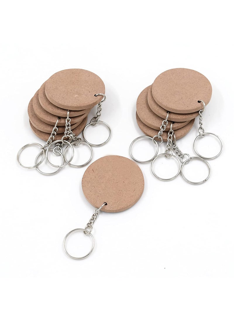 Maitri Maitri 30 Pcs Round Shape Key Chains with Ring 50 x 50 mm Mandala Art MDF Board MDF Cutouts for Art and Craft with Smooth Surface It is Suitable for All Type of Craft and Painting Activities 