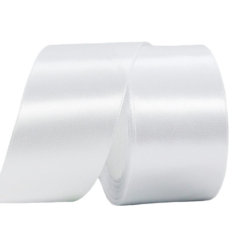 50mm Thick Satin Ribbon  White Wedding Car Ribbon  Gift Wrap  22m 2 Inch Width