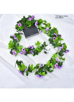 Generic 2-Pieces Artificial flower leaves vine rose rattan wall decoration plant Purple  - Image 1