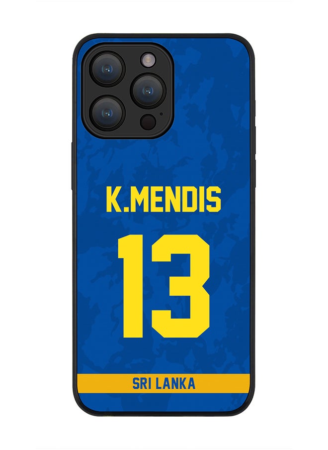 Stylizedd - Cover for iPhone 15 Pro Max Case , Rugged Black Slim fit Soft Flexible Thin Protective Phone Cases - Player Name - Kusal Mendis, Jersey Number- 13 - Image 1