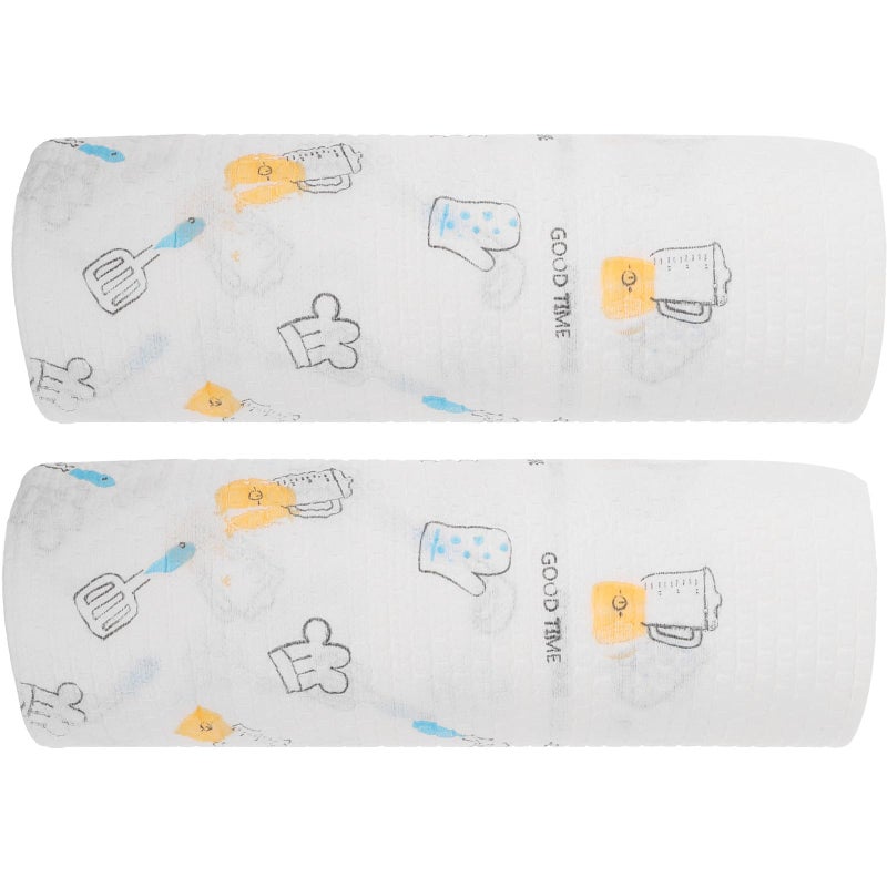 Quick Drying Washable Kitchen Dish Towels 2pcs Set Non Woven Absorbent Cloths Random Style - Image 2