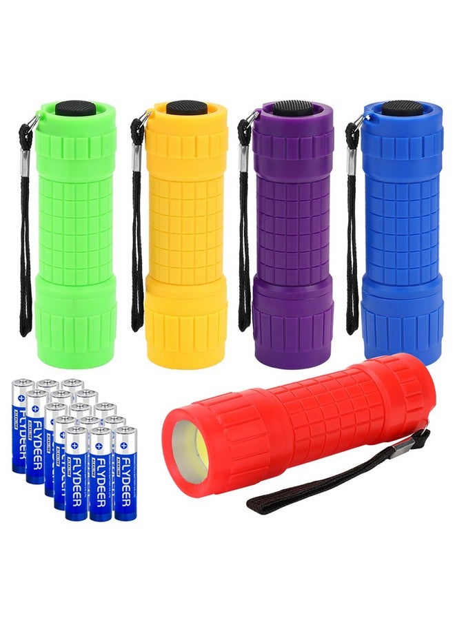 KunHe 5 Pack Plastic Small Mini LED Flashlight COB Flashlights for Kids 100 Lumen with Batteries High CRI for Bright Flash Light Party Favors Christmas Gifts Stocking Stuffers - Image 1