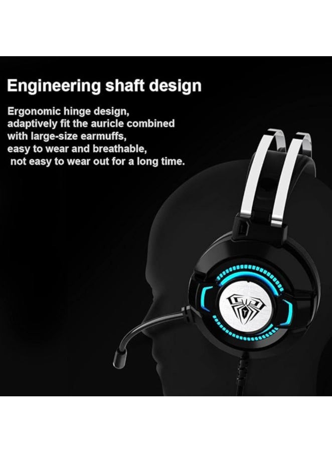 S602 USB Gaming Headset for PS5 PS4, Over Ear Wired Gaming HeadPhone - 7.1 Surround Sound - Noise Cancelation Microphone - RGB Lighting(Black) - Image 5