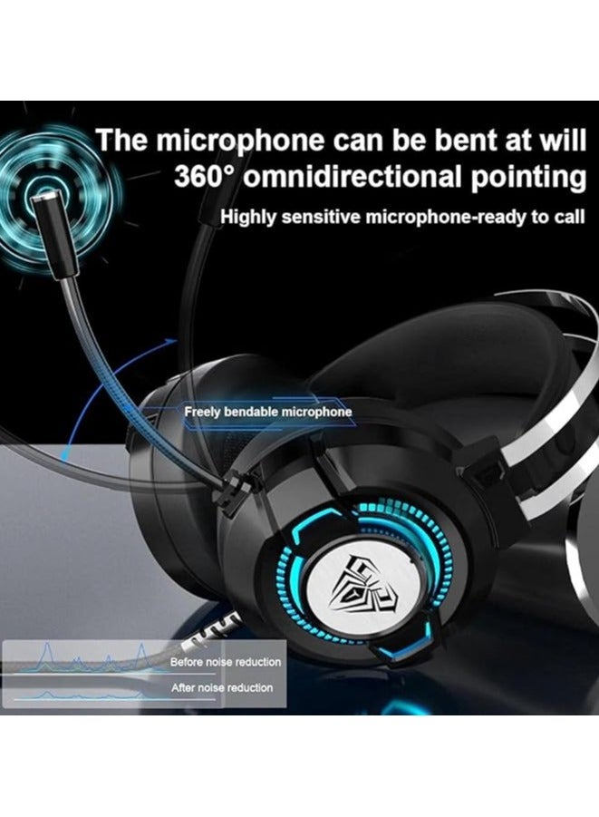 S602 USB Gaming Headset for PS5 PS4, Over Ear Wired Gaming HeadPhone - 7.1 Surround Sound - Noise Cancelation Microphone - RGB Lighting(Black) - Image 4