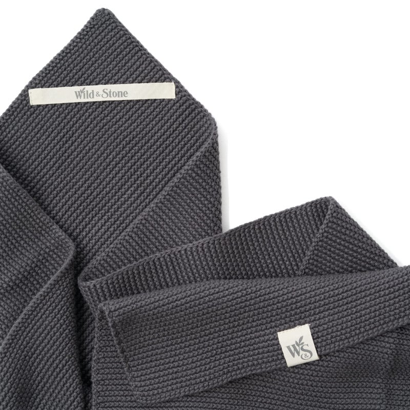 Wild Stone Wild & Stone | Organic Cotton Hand Towel Kitchen Towel | Perfect for Around The Home | Eco Hand Towels | Slate Grey - Image 2