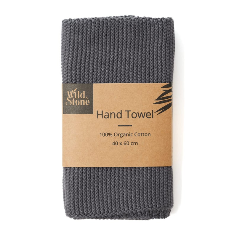 Wild Stone Wild & Stone | Organic Cotton Hand Towel Kitchen Towel | Perfect for Around The Home | Eco Hand Towels | Slate Grey - Image 1