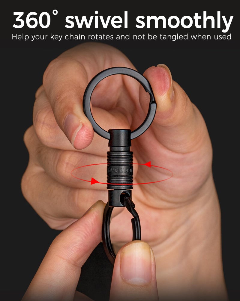 FEGVE Titanium Quick Release Swivel Keychain, Pull Apart Detachable Keychain Heavy Duty Car Key Holder with Key Rings (Black 1 Pack) - Image 5