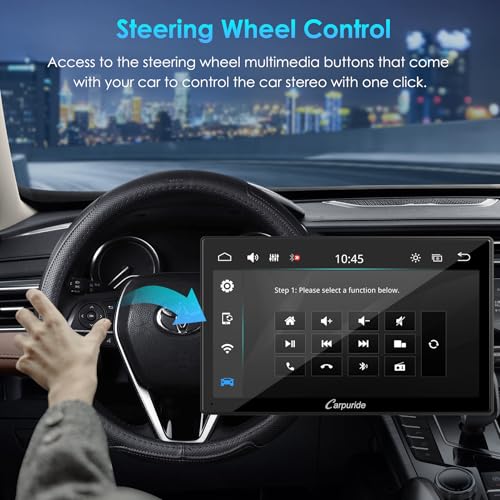 Carpuride Double Din Car Stereo with CarPlay and Android Auto Car Radio 9" HD Floating Touchscreen Car Audio Receivers with Bluetooth, EQ Subwoofer, Mirror Link, SWC, Backup Camera, AUX, AM/FM Radio - Image 5