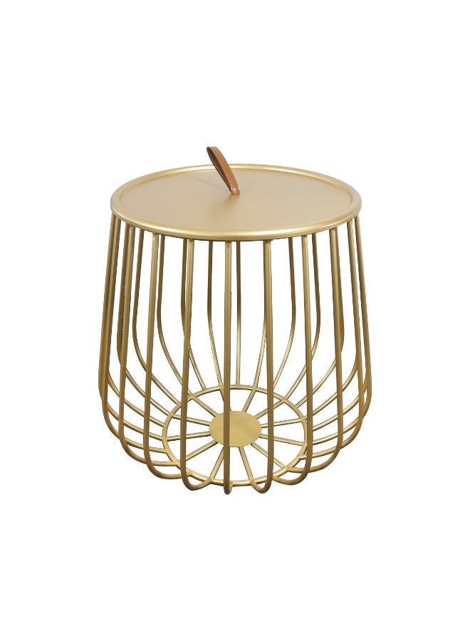 ebb & flow Moden & Elegant Iron Side Table For Living Room - Color: Gold - Dimensions: 48x48x48 CM - Image 4