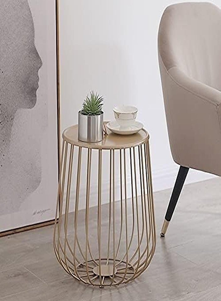 ebb & flow Moden & Elegant Iron Side Table For Living Room - Color: Gold - Dimensions: 48x48x48 CM - Image 5