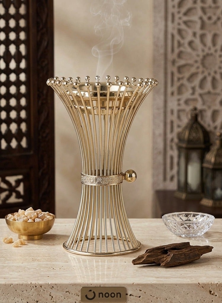 Premium Metal Incense Burner Elegant Hourglass Wire Design - Silver - Image 1