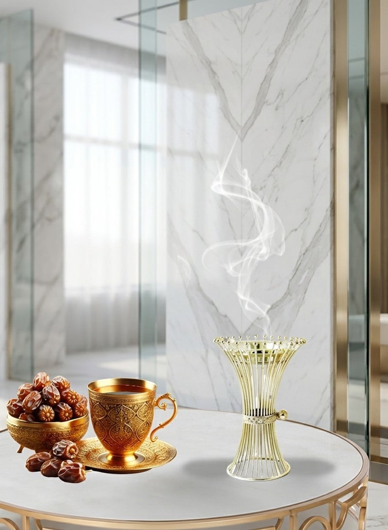 Premium Metal Incense Burner Elegant Hourglass Wire Design - Silver - Image 4