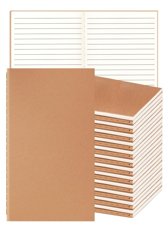 ALKALO 24 Pack A5 Ruled Lined Kraft Notebooks Bulk, Journaling Notebooks, Soft Cover Composition Notebook, 8.3x5.5 Inches 60 Pages Travel Journal Notebooks Set for Work, School, Student, Kids, Writing - Image 1