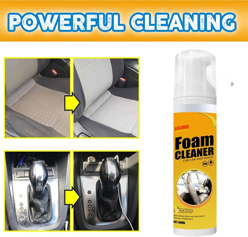 choxila 2Pcs Multipurpose Foam Cleaner Spray 100ml Foam Cleaner for car and House Lemon Flavor AllPurpose Household Cleaners for Car and Kitchen 2 Pcs - Image 5